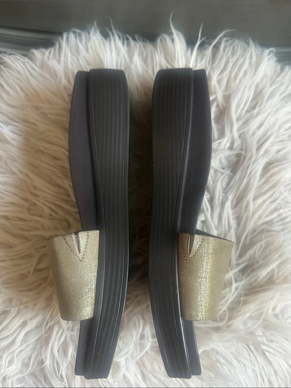 Donald J. Pliner Metallic Gold Slide Sandals